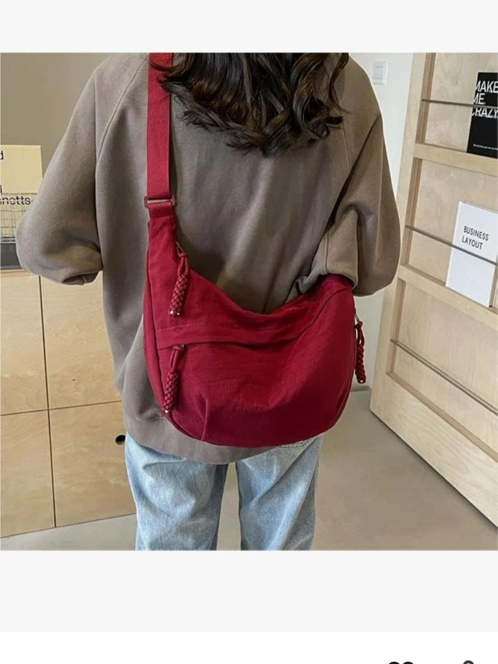 Nylon Crescent Crossbody Bag for Women Shoulder Tote Handbag Casual Sling Bag